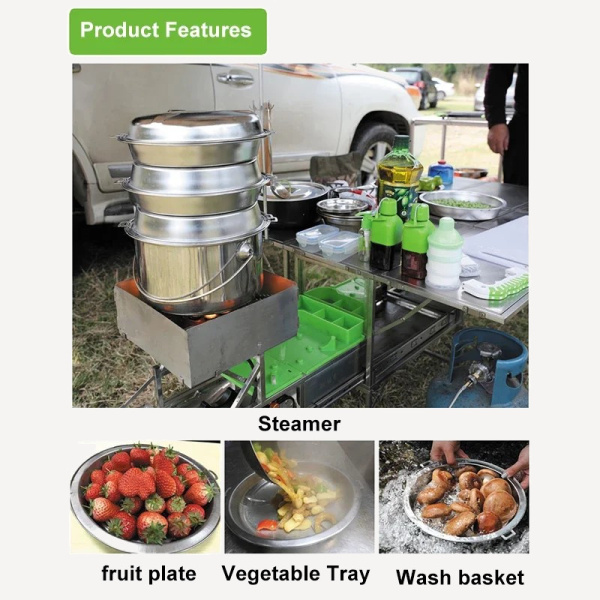 Пароварка походная BRS-161 (Сталь 304, 3 Секции Ø260х83мм)